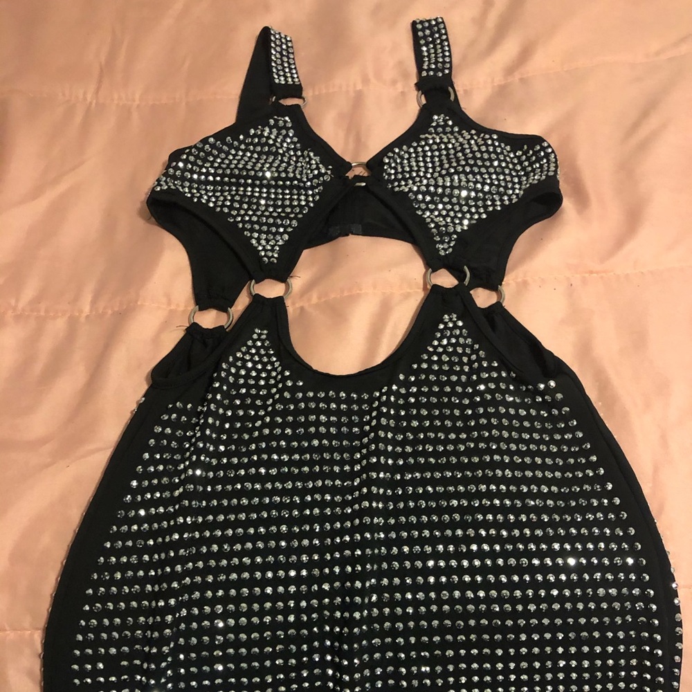 Black One piece shorts with shiny stones